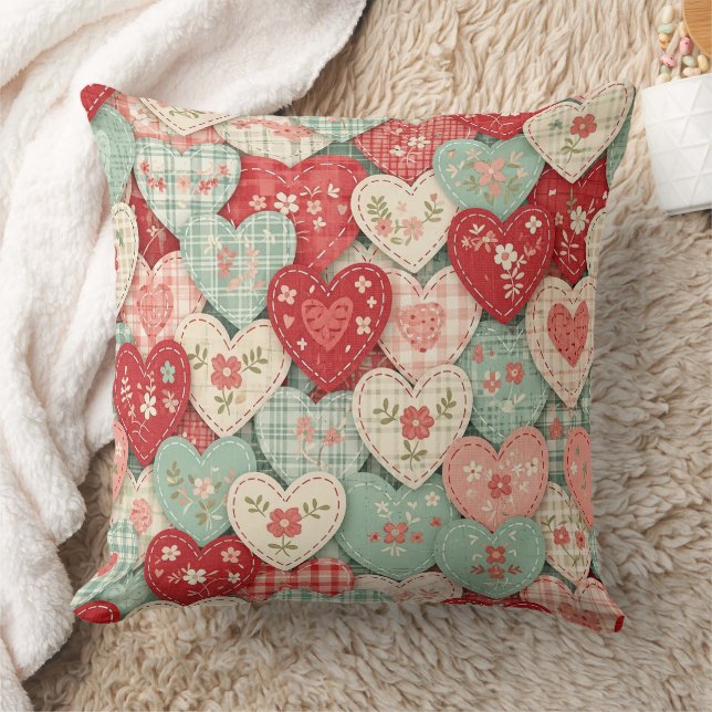Multicolor Rustic Hart Quiltblok Kussen (Deken)