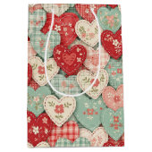 Multicolor Rustic Hart Quiltblok Medium Cadeauzakje (Voorkant)