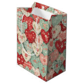 Multicolor Rustic Hart Quiltblok Medium Cadeauzakje (Achterkant Gekanteld)