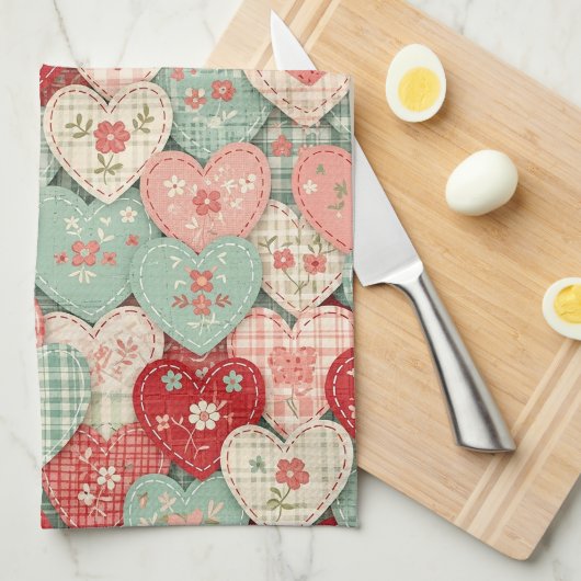 Multicolor Rustic Hart Quiltblok Theedoek (Quarter Fold)