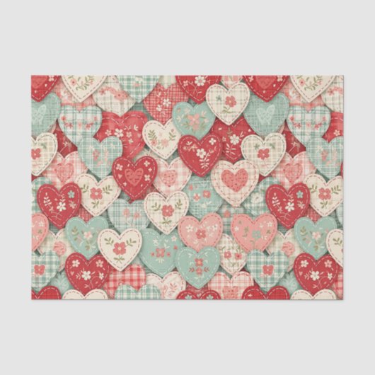 Multicolor Rustic Hart Quiltblok Tissuepapier (Voorkant)