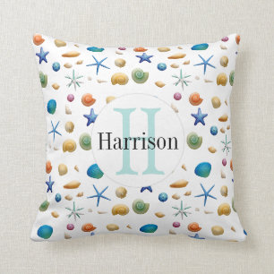 Multicolor Schelp met Initiaal   Monogram Kussen