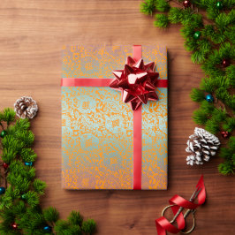 Multicolor Sinaasappel Middeleeuws Uniek Bloemen O Cadeaupapier