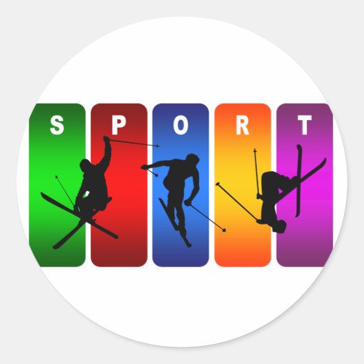 Multicolor Ski Emblem Ronde Sticker (Voorkant)