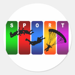 Multicolor Skydiving Emblem Ronde Sticker