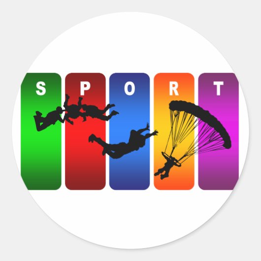 Multicolor Skydiving Emblem Ronde Sticker (Voorkant)