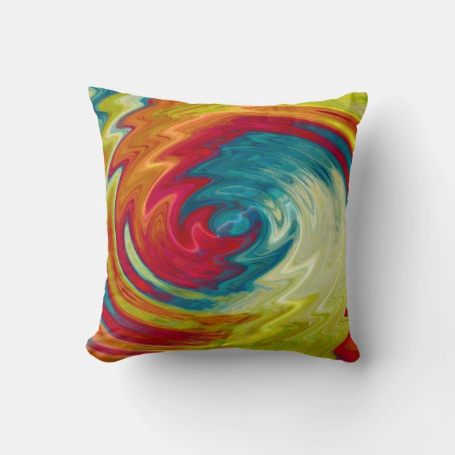 Multicolor Spiral Abstracte Kunst Kussen (Voorkant)