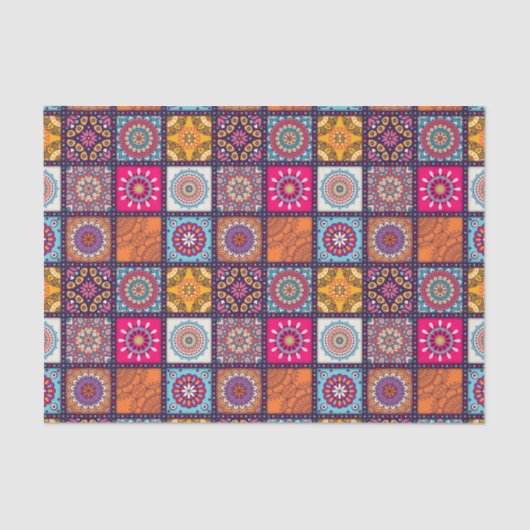 Multicolor spiritueel mandala floraalgetild patroo tissuepapier (Voorkant)