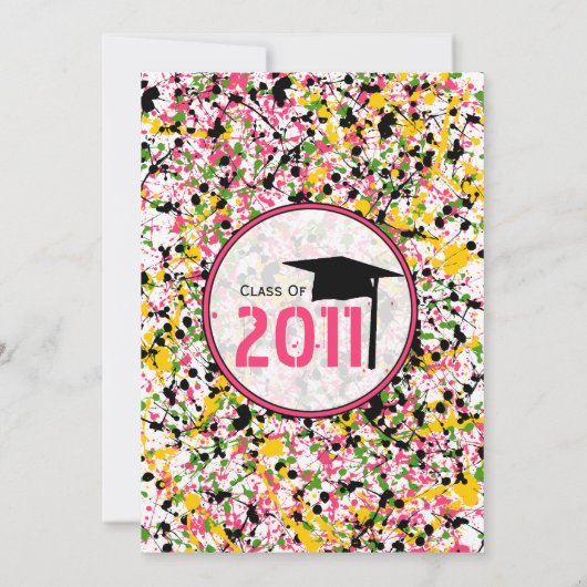 Multicolor Splatter Afstuderen Invitation - 2011 Kaart (Achterkant)