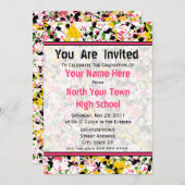 Multicolor Splatter Afstuderen Invitation - 2011 Kaart (Voorkant / Achterkant)