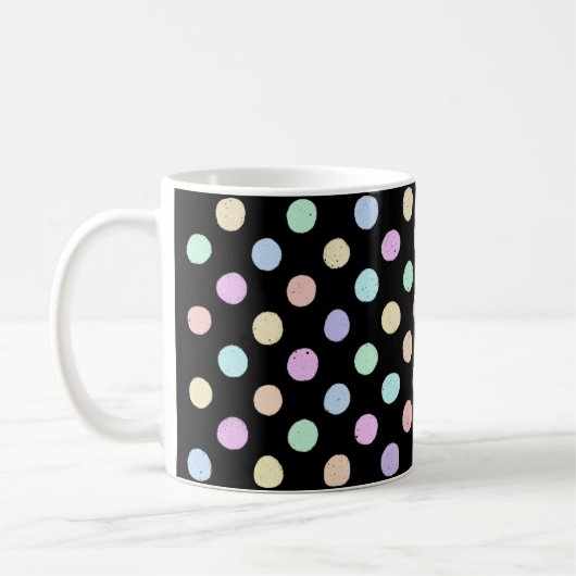 Multicolor Spots op Black Coffee Mok (Links)