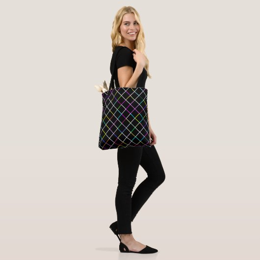 Multicolor Square Lined Pattern Tote Bag (Op model)