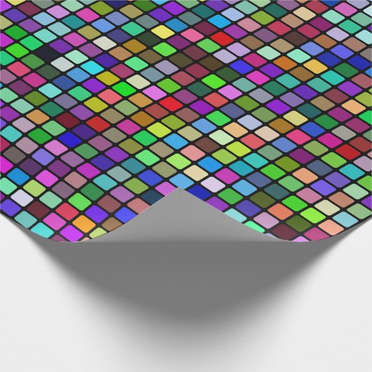 Multicolor Square Tiles Pattern (zwarte achtergron Cadeaupapier (Hoek)