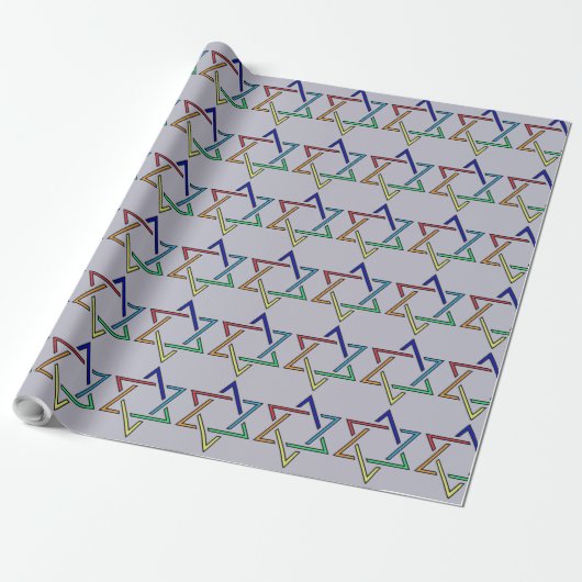 Multicolor Star van David Holiday Wrapping Paper Cadeaupapier (Uitgerold)