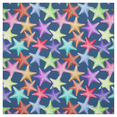 Multicolor Starfish Nautical Summer Beach on Blue Stof (Swatch)