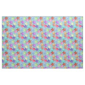 Multicolor Starfish Nautical Summer Beach on Blue Stof (Fat Quarter)