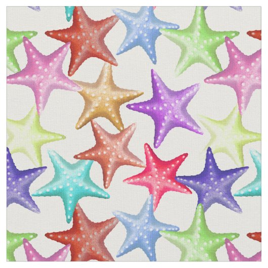 Multicolor Starfish Nautical Summer Beach Stof (Close Up)