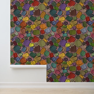 Multicolor stenen in mid century modern stijl behang