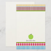 Multicolor Stippen Green Apple Personalized Teache Briefpapier (Voorkant / Achterkant)