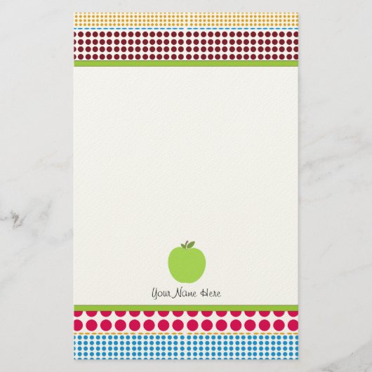 Multicolor Stippen Green Apple Personalized Teache Briefpapier (Voorkant)