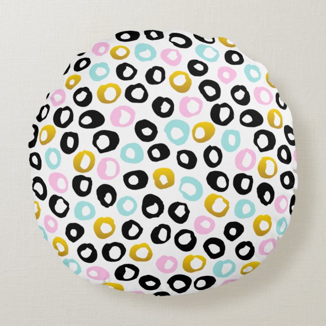 Multicolor Stippen Kussensloop Rond Kussen (Voorkant)
