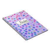 Multicolor-stippen op pastelpaars notitieboek (Rechterzijde)