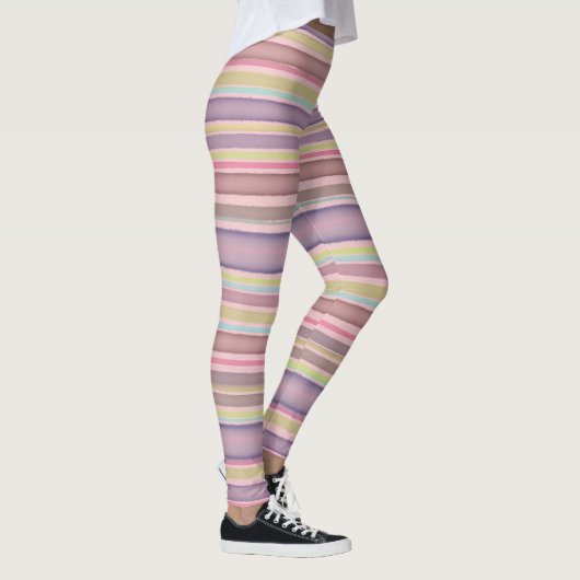 Multicolor strepenontwerp waterverf leggings (Rechts)