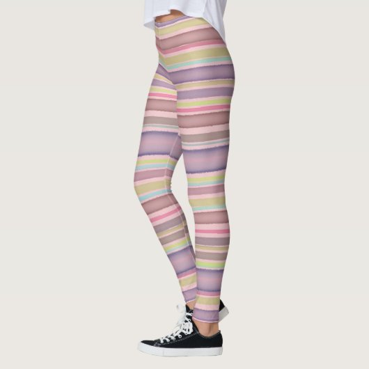 Multicolor strepenontwerp waterverf leggings (Links)