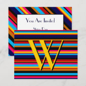Multicolor Stripe Invitation Kaart (Voorkant / Achterkant)
