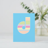 Multicolor Striped Monogram - Letter D Briefkaart (Staand voorkant)