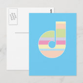 Multicolor Striped Monogram - Letter D Briefkaart (Voorkant / Achterkant)