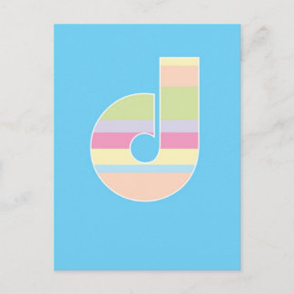 Multicolor Striped Monogram - Letter D Briefkaart