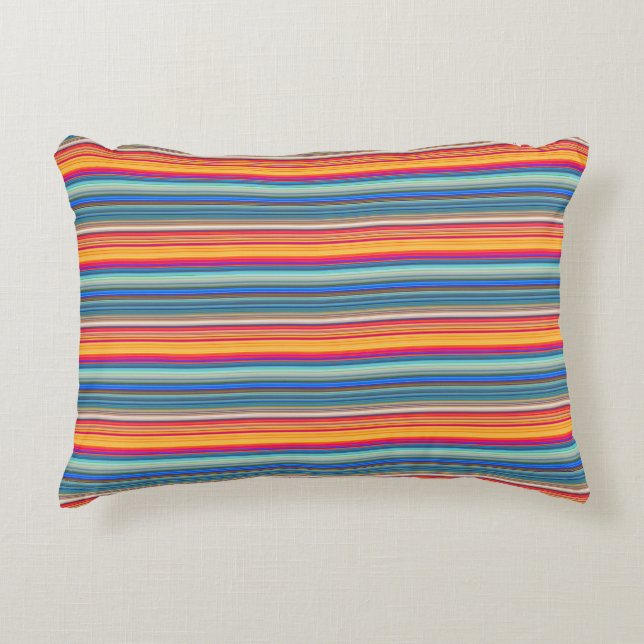 Multicolor Striped Pattern Accent Kussen (Voorkant)
