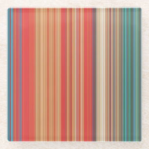 Multicolor Striped Pattern Glazen Onderzetter