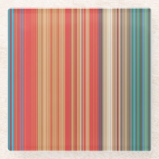 Multicolor Striped Pattern Glazen Onderzetter (Voorkant)