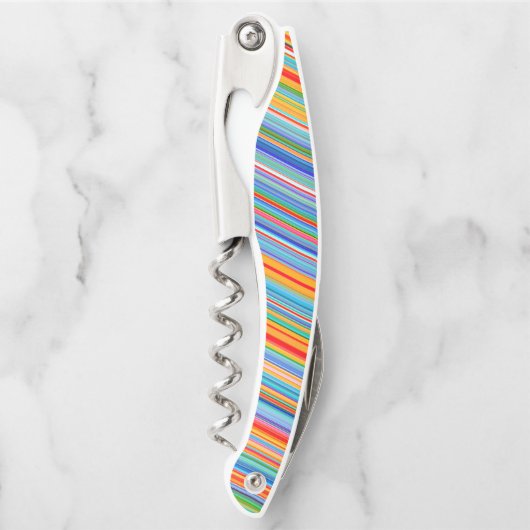 Multicolor Striped Pattern Koelbox Kurkentrekker (Voorkant)