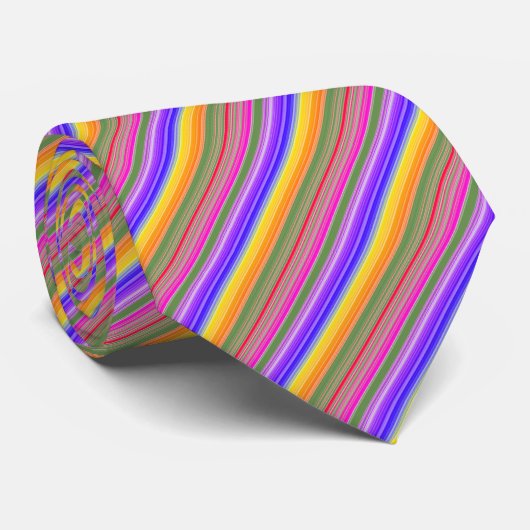 Multicolor Striped Pattern Stropdas (Opgerold)