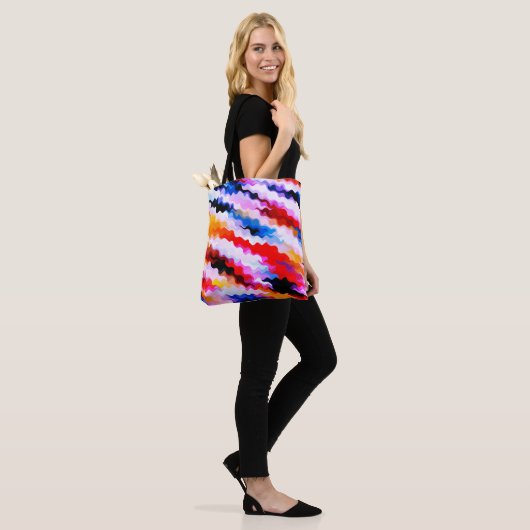 Multicolor Striped Pattern Tote Bag (Op model)
