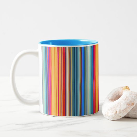 Multicolor Striped Pattern Tweekleurige Koffiemok (Met donut)
