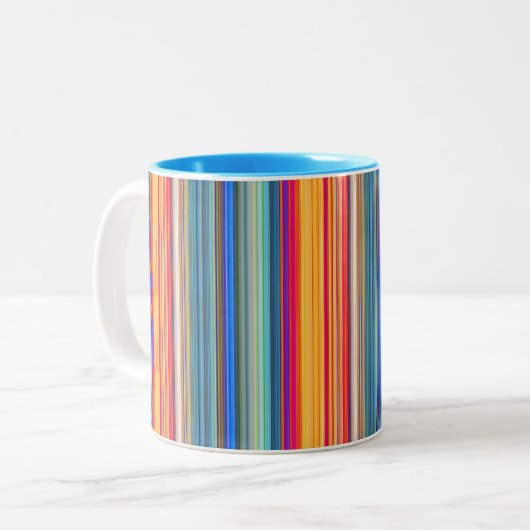 Multicolor Striped Pattern Tweekleurige Koffiemok (Voorkant links)