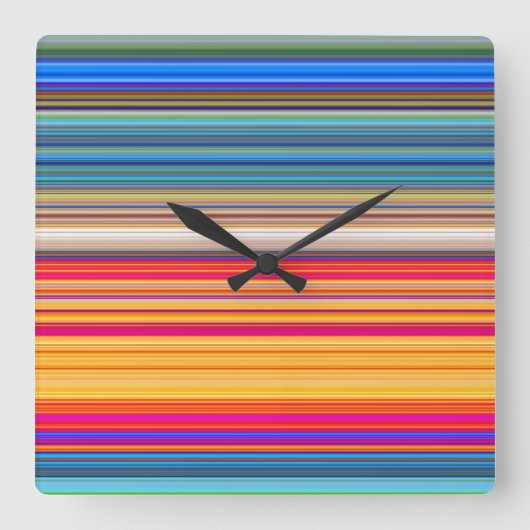 Multicolor Striped Pattern Vierkante Klok (Voorkant)