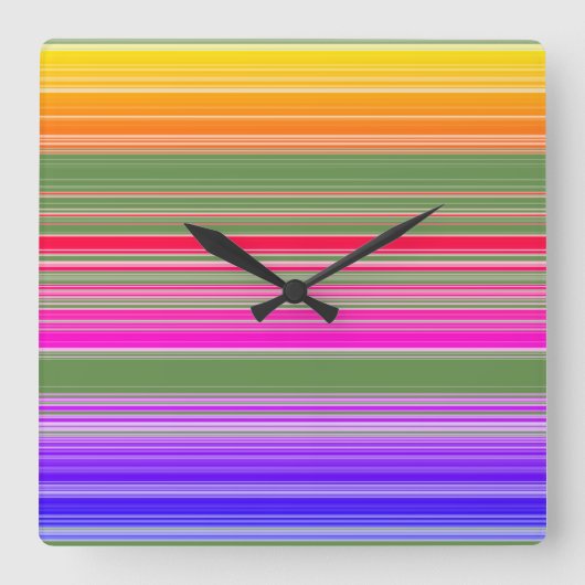 Multicolor Striped Pattern Vierkante Klok (Voorkant)