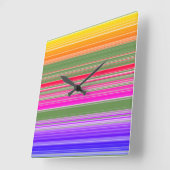 Multicolor Striped Pattern Vierkante Klok (Hoek)