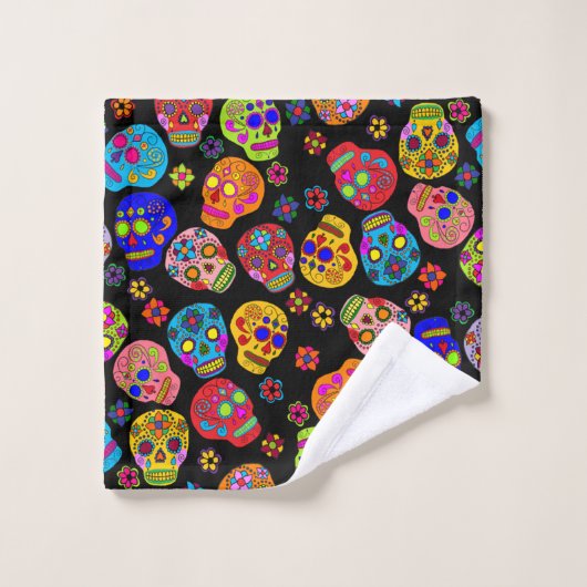 Multicolor Sugar Skulls Bad Handdoek (Wasdoekje)