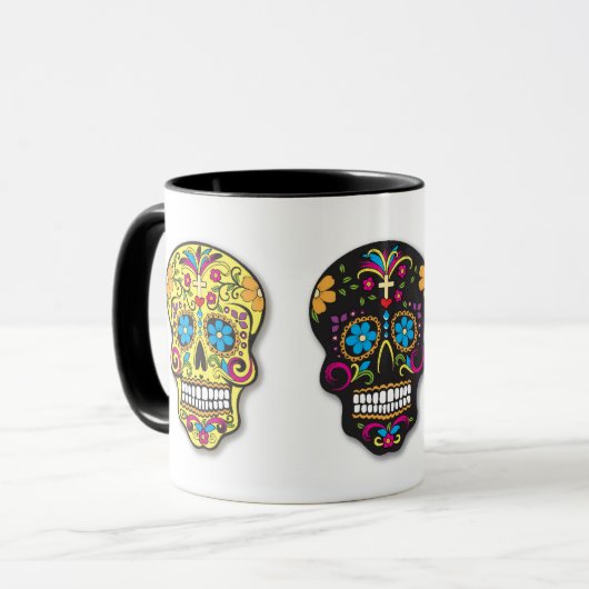 Multicolor Sugar Skulls Day of the Dead Mok (Voorkant links)