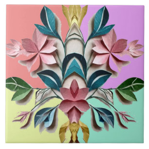 Multicolor Symmetrische Bloemen Keramische Tegel Tegeltje