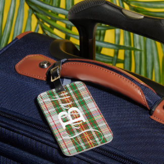 Multicolor Tartan Gecontroleerde monogram Naam Bagagelabel