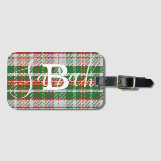 Multicolor Tartan Gecontroleerde monogram Naam Bagagelabel (Voorkant (horizontaal))
