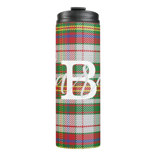 Multicolor Tartan Gecontroleerde monogram Naam Thermosbeker (Voorkant)