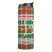 Multicolor Tartan Gecontroleerde monogram Naam Thermosbeker (Gedraaid links)